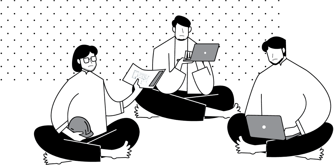 Three designers working together